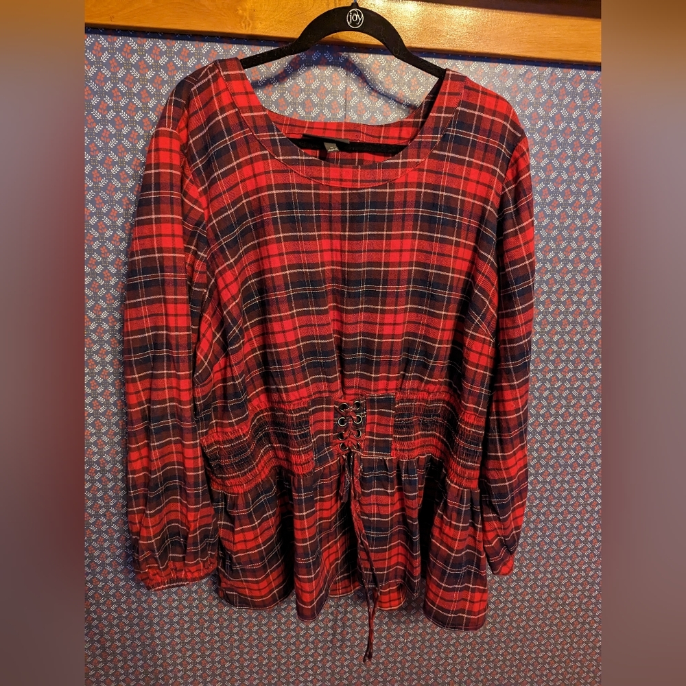 Lane Bryant Corset Flannel Dress Top